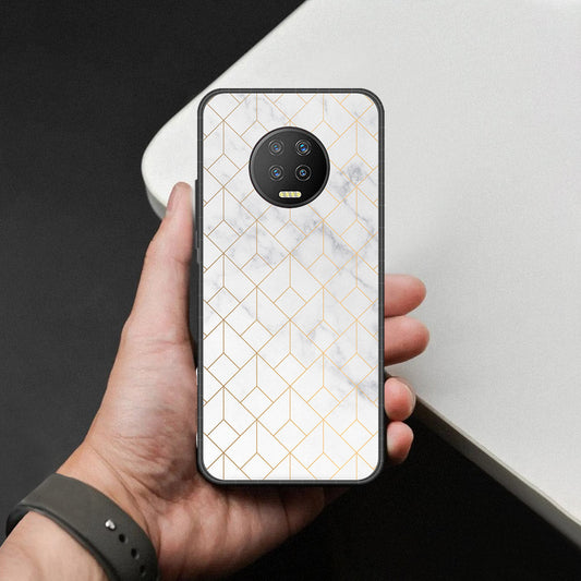 Infinix Note 7 Cover - White Marble Series 2 - HQ Ultra Shine Premium Infinity Glass Soft Silicon Borders Case