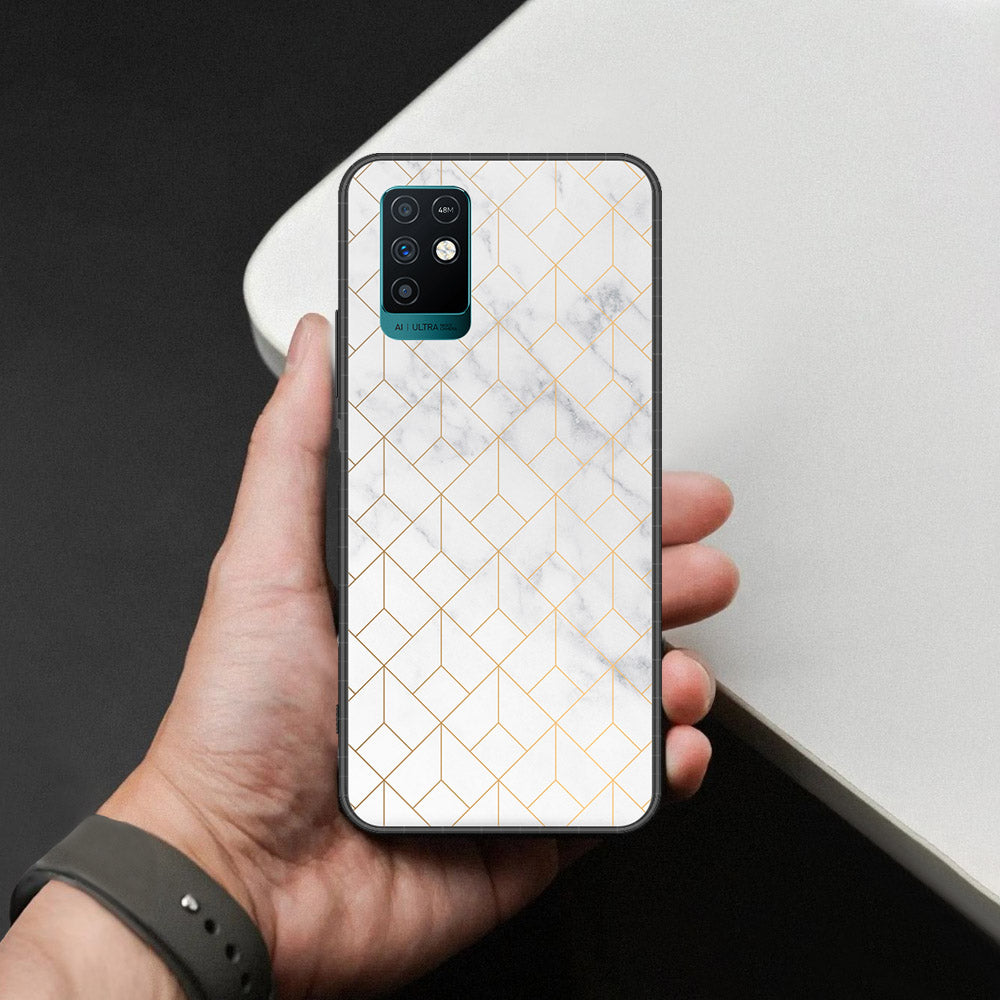 Infinix Note 10 Cover - White Marble Series 2 - HQ Ultra Shine Premium Infinity Glass Soft Silicon Borders Case