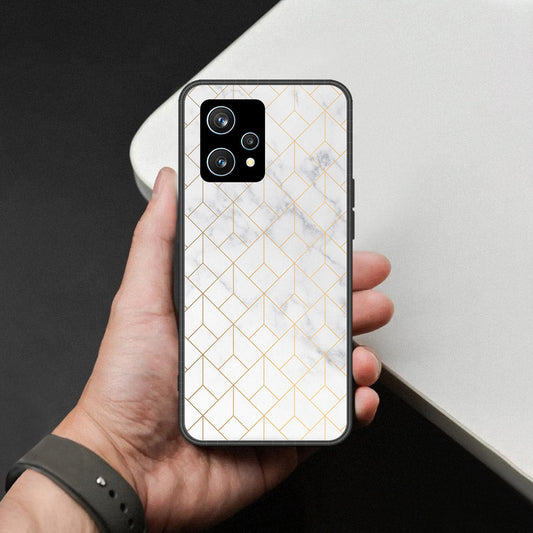 Realme 9 Pro Plus  Cover - White Marble Series 2 - HQ Ultra Shine Premium Infinity Glass Soft Silicon Borders Case