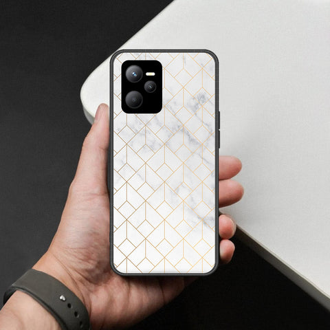 Realme C35 Cover - White Marble Series 2 - HQ Ultra Shine Premium Infinity Glass Soft Silicon Borders Case