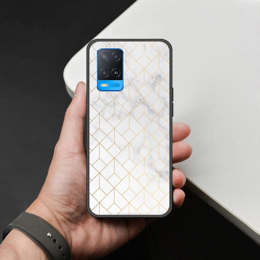 Oppo A54 4G Cover - White Marble Series 2 - HQ Ultra Shine Premium Infinity Glass Soft Silicon Borders Case