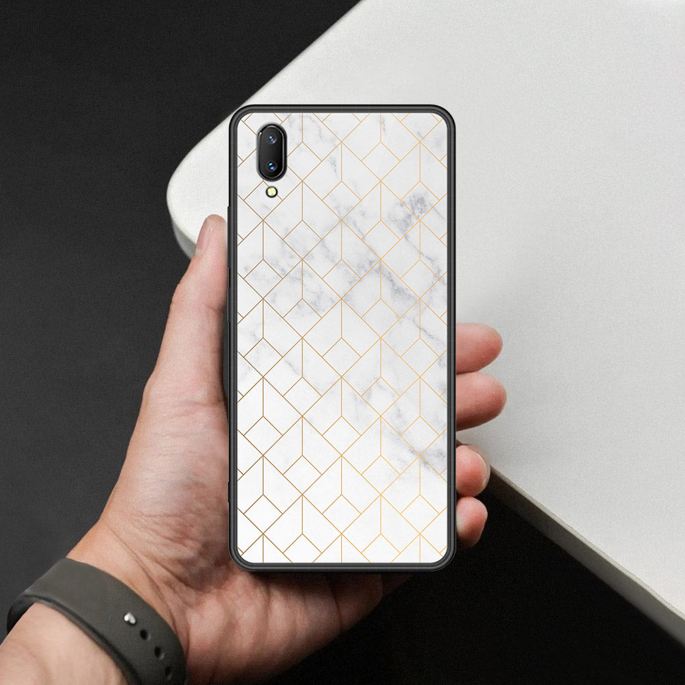 Vivo V11 Pro Cover - White Marble Series 2 - HQ Ultra Shine Premium Infinity Glass Soft Silicon Borders Case