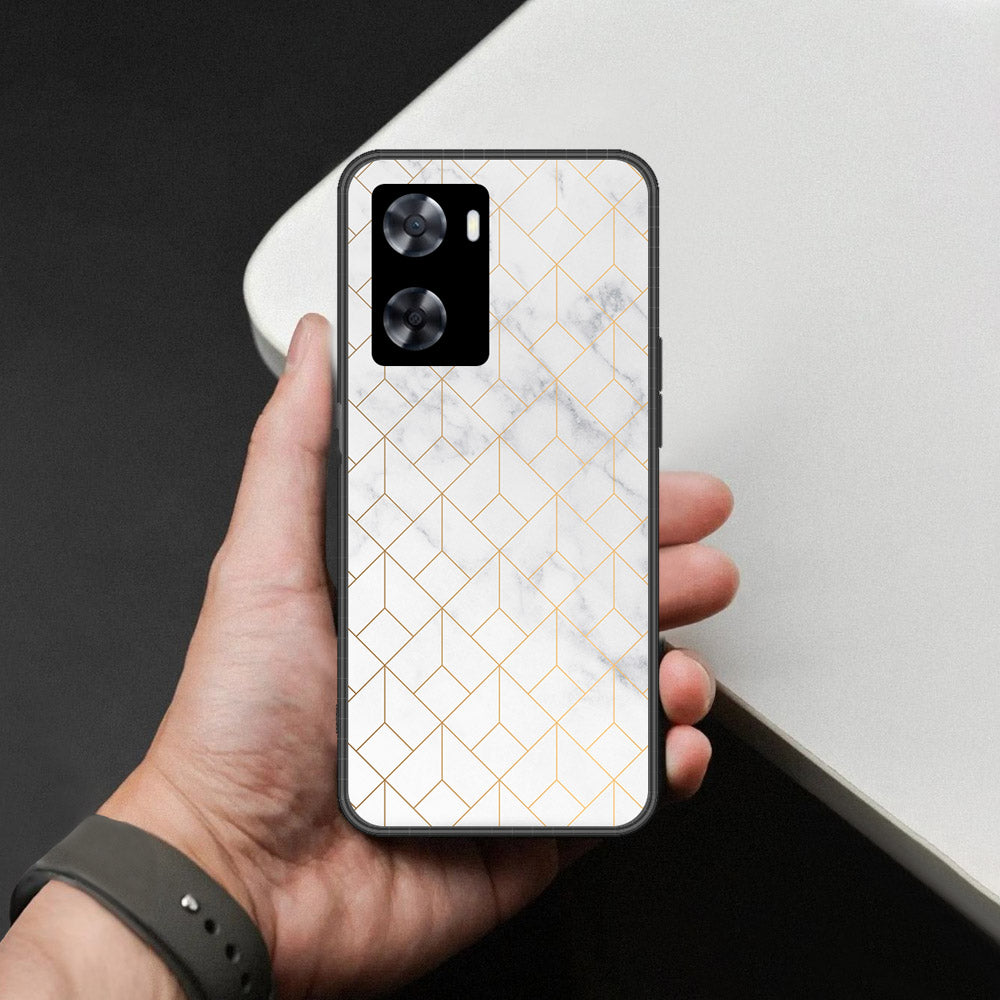 Oppo A77s Cover - White Marble Series 2 - HQ Ultra Shine Premium Infinity Glass Soft Silicon Borders Case