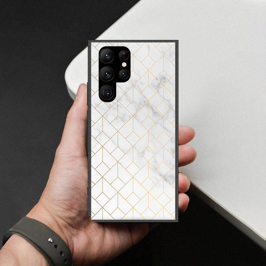 Samsung Galaxy S23 Ultra 5G Cover - White Marble Series 2 - HQ Ultra Shine Premium Infinity Glass Soft Silicon Borders Case