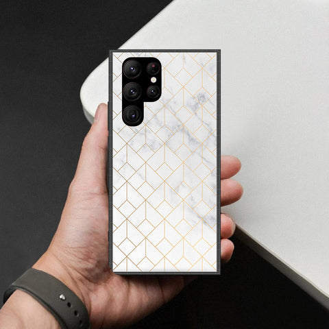 Samsung Galaxy S23 Ultra 5G Cover - White Marble Series 2 - HQ Ultra Shine Premium Infinity Glass Soft Silicon Borders Case