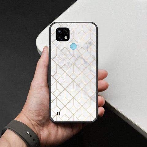 Realme C21 Cover - White Marble Series 2 - HQ Ultra Shine Premium Infinity Glass Soft Silicon Borders Case