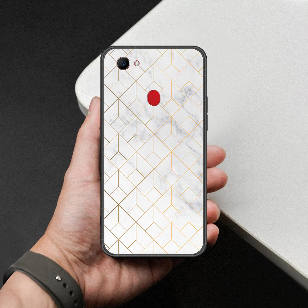Oppo F7 Cover - White Marble Series 2 - HQ Ultra Shine Premium Infinity Glass Soft Silicon Borders Case
