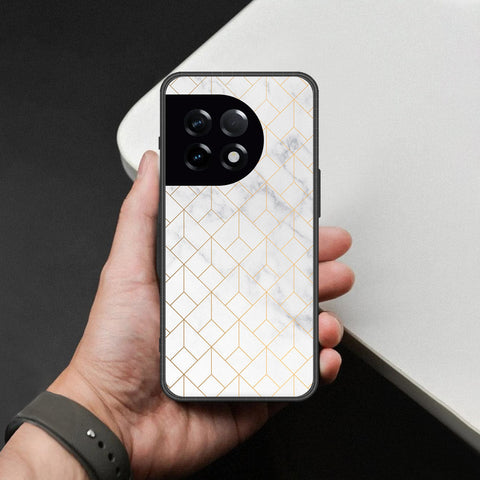 OnePlus 11R Cover - White Marble Series 2 - HQ Ultra Shine Premium Infinity Glass Soft Silicon Borders Case