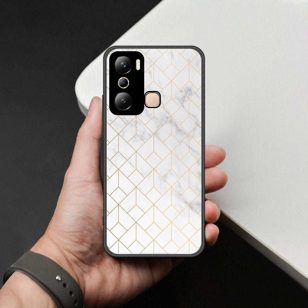 Infinix Hot 20i Cover - White Marble Series 2 - HQ Ultra Shine Premium Infinity Glass Soft Silicon Borders Case