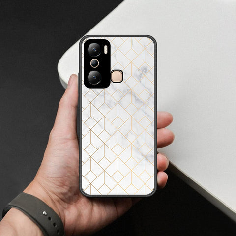 Infinix Hot 20i Cover - White Marble Series 2 - HQ Ultra Shine Premium Infinity Glass Soft Silicon Borders Case