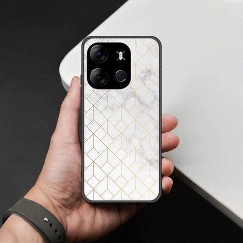Tecno Pop 7 Cover - White Marble Series 2 - HQ Ultra Shine Premium Infinity Glass Soft Silicon Borders Case