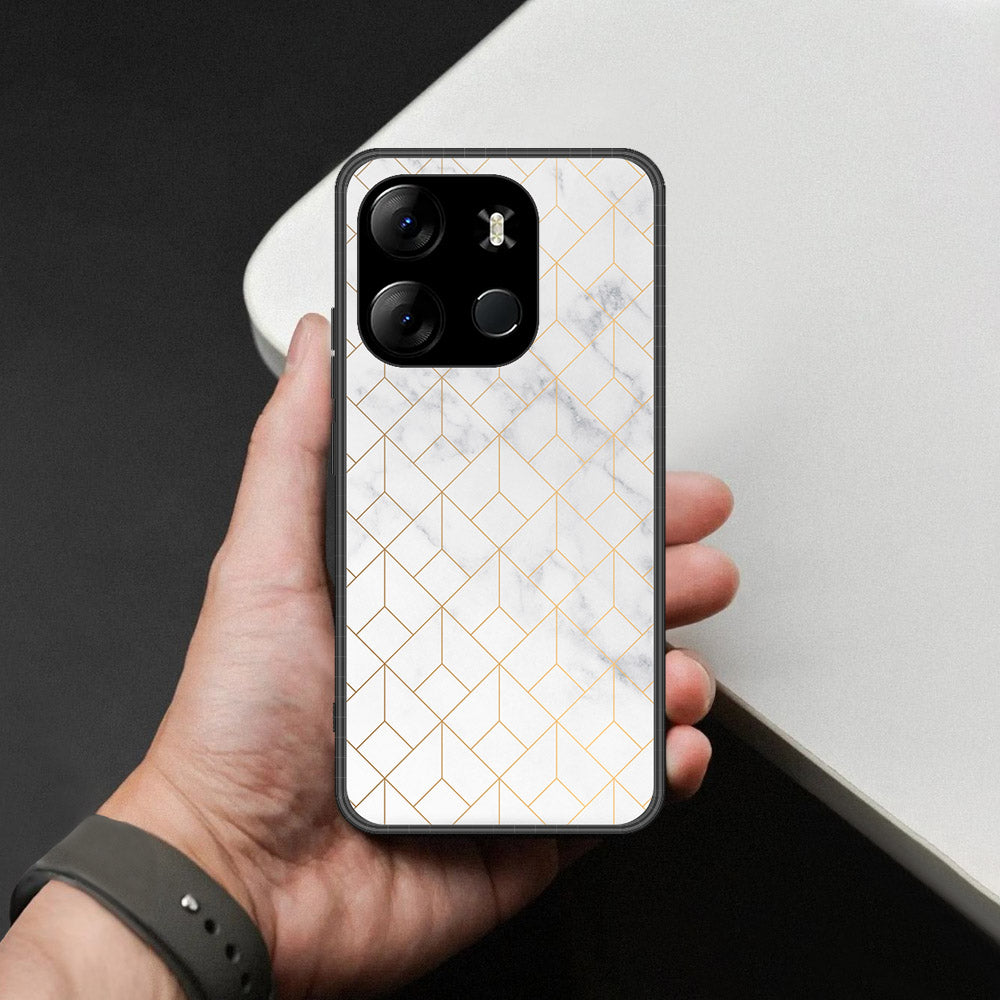Infinix Smart 7 Cover - White Marble Series 2 - HQ Ultra Shine Premium Infinity Glass Soft Silicon Borders Case