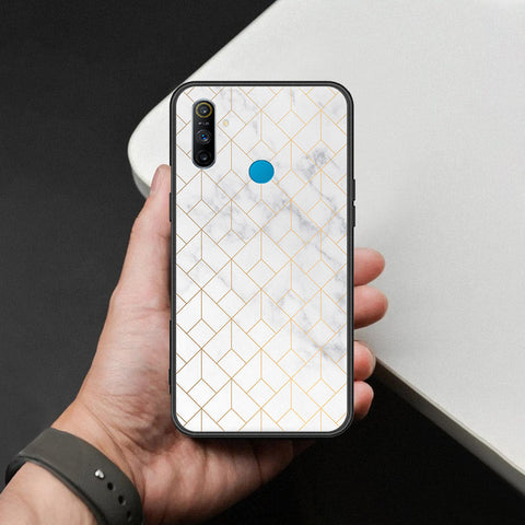 Realme C3 Cover - White Marble Series 2 - HQ Ultra Shine Premium Infinity Glass Soft Silicon Borders Case