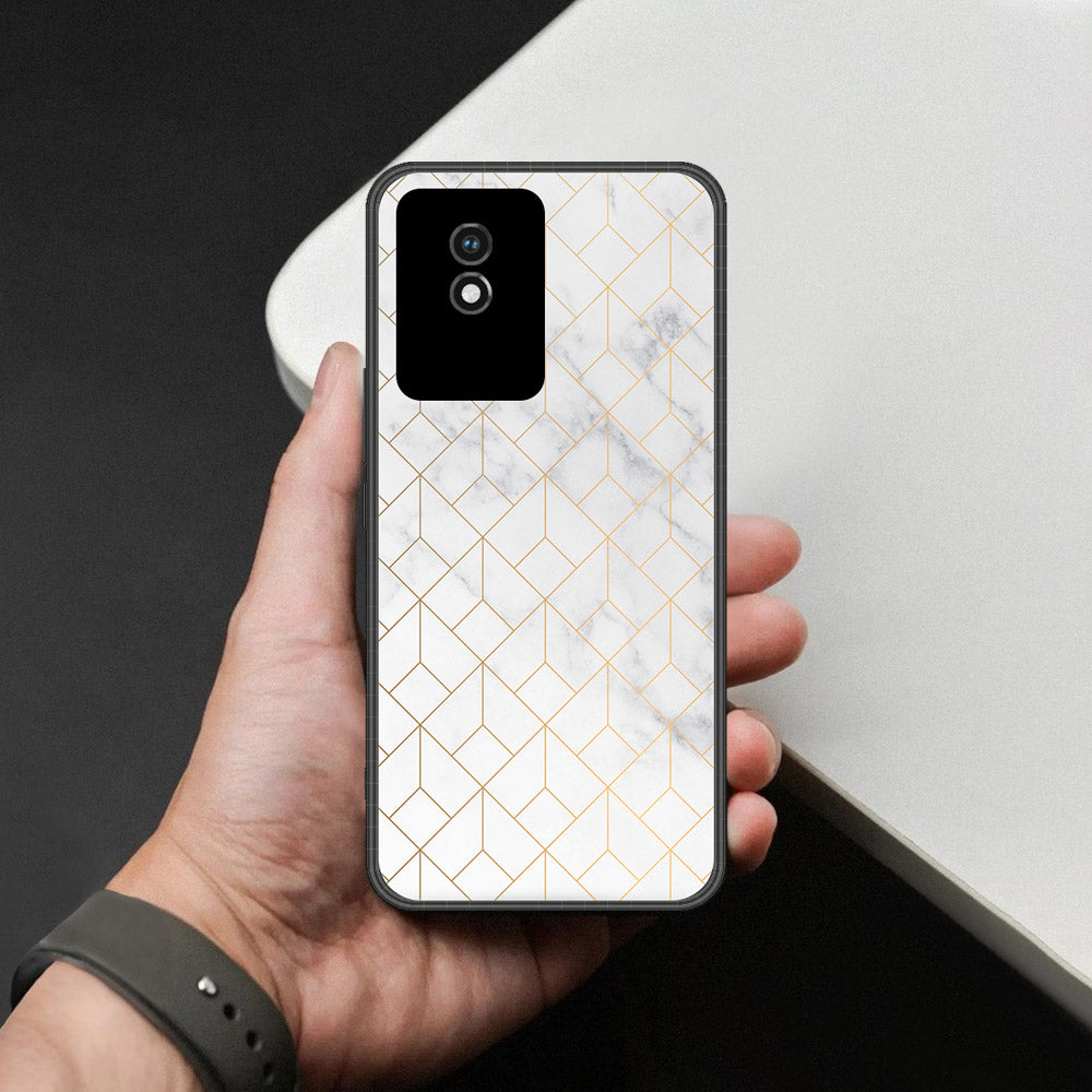 Vivo Y02 Cover - White Marble Series 2 - HQ Ultra Shine Premium Infinity Glass Soft Silicon Borders Case