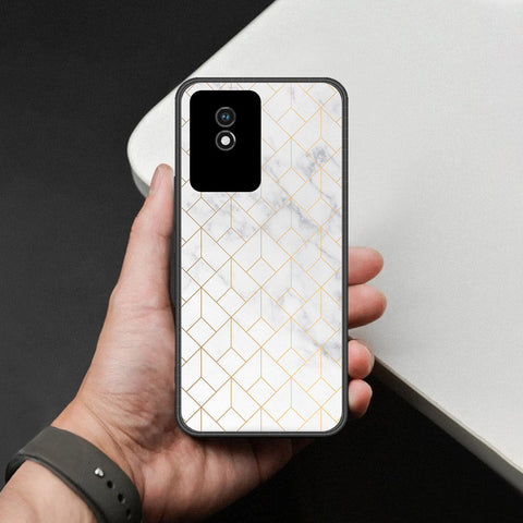 Vivo Y02A Cover - White Marble Series 2 - HQ Ultra Shine Premium Infinity Glass Soft Silicon Borders Case