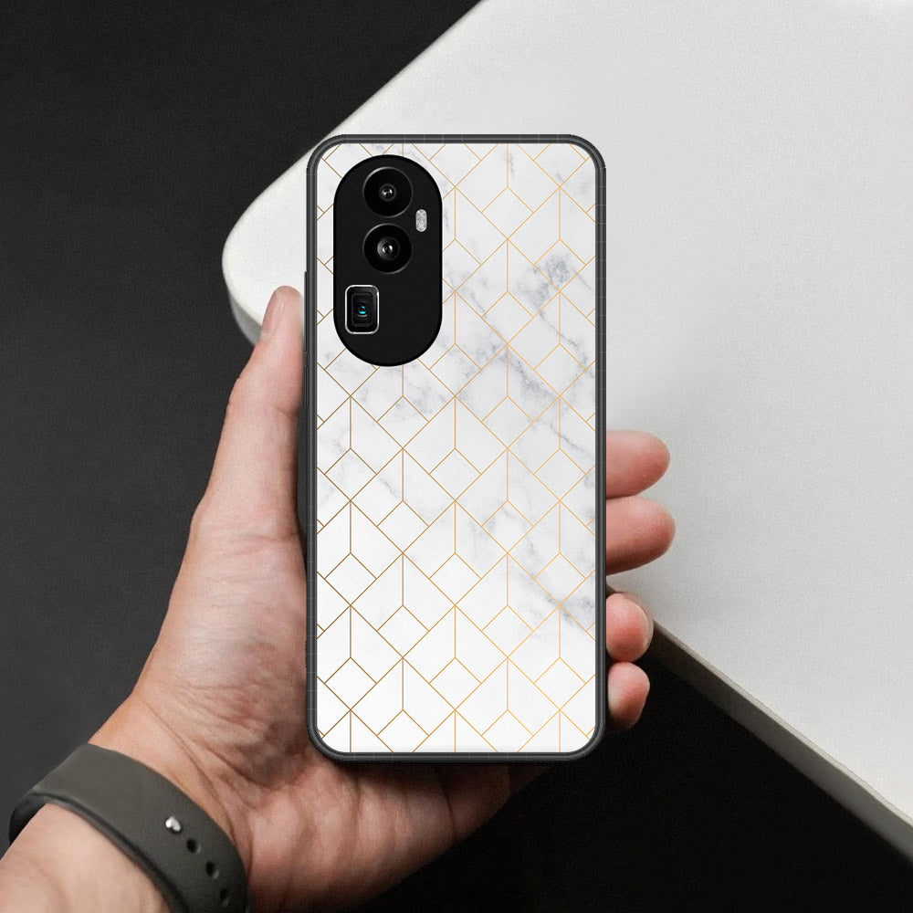 Oppo Reno 10 Pro Plus Cover - White Marble Series 2 - HQ Ultra Shine Premium Infinity Glass Soft Silicon Borders Case