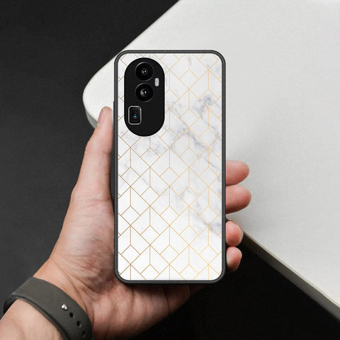 Oppo Reno 10 Pro Plus Cover - White Marble Series 2 - HQ Ultra Shine Premium Infinity Glass Soft Silicon Borders Case