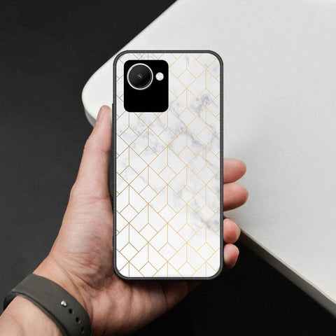 Realme C30 Cover - White Marble Series 2 - HQ Ultra Shine Premium Infinity Glass Soft Silicon Borders Case