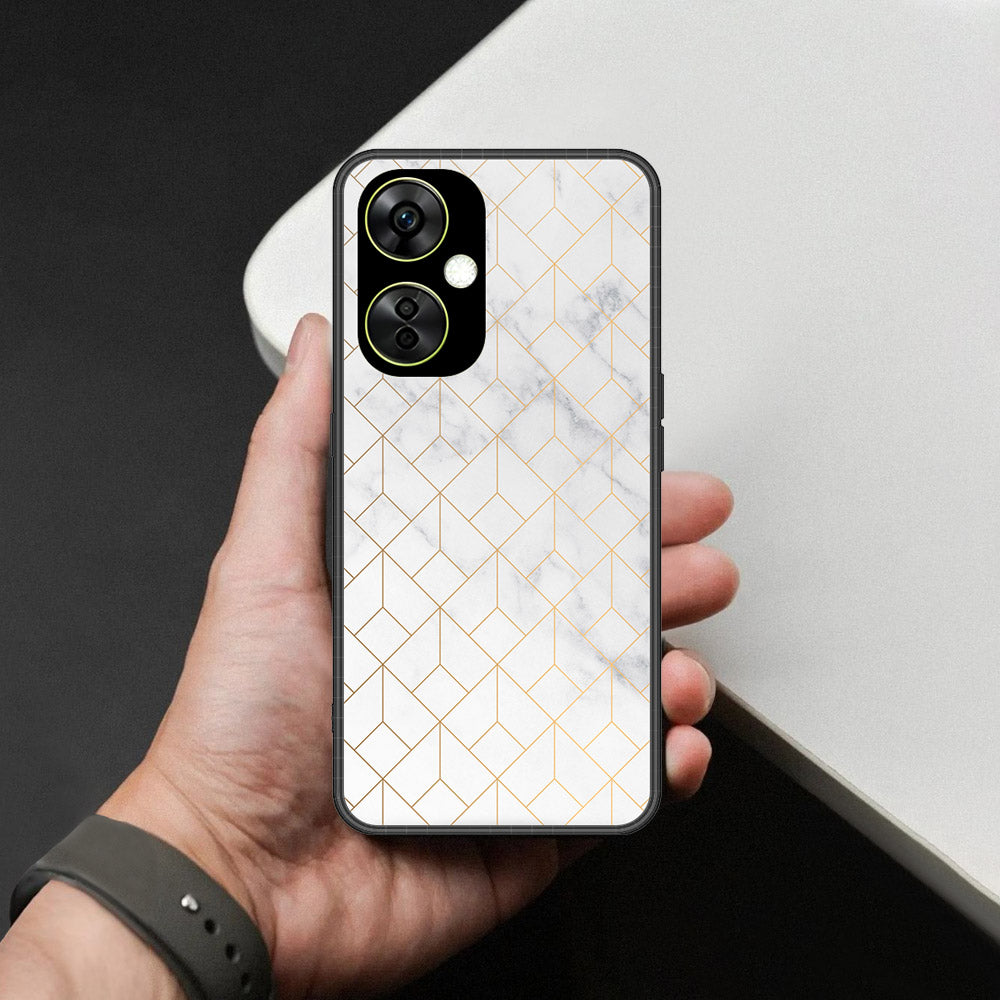 OnePlus Nord CE3 Lite Cover - White Marble Series 2 - HQ Ultra Shine Premium Infinity Glass Soft Silicon Borders Case