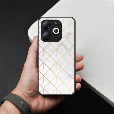 itel P55 4G Cover - White Marble Series 2 - HQ Ultra Shine Premium Infinity Glass Soft Silicon Borders Case