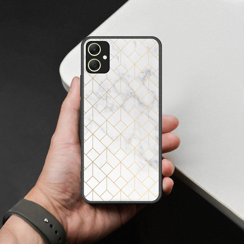 Samsung Galaxy M05 Cover - White Marble Series 2 - HQ Ultra Shine Premium Infinity Glass Soft Silicon Borders Case