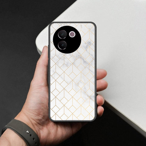 Vivo V30e Cover - White Marble Series 2 - HQ Ultra Shine Premium Infinity Glass Soft Silicon Borders Case