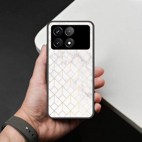 Xiaomi Poco F6 Pro Cover - White Marble Series 2 - HQ Ultra Shine Premium Infinity Glass Soft Silicon Borders Case