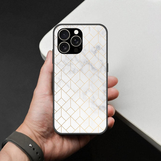IPhone 15 Pro Max Cover - White Marble Series 2 - HQ Ultra Shine Premium Infinity Glass Soft Silicon Borders Case