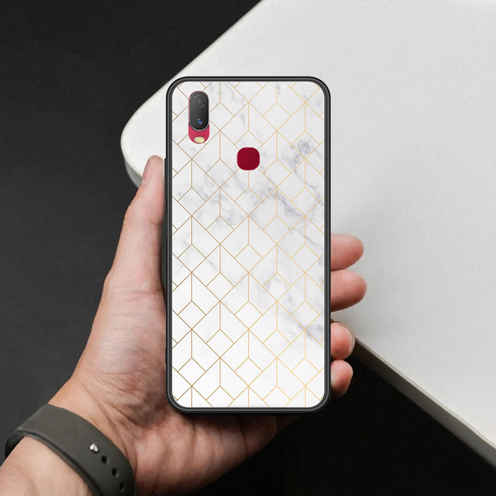 Vivo Y11 2019 Cover - White Marble Series 2 - HQ Ultra Shine Premium Infinity Glass Soft Silicon Borders Case