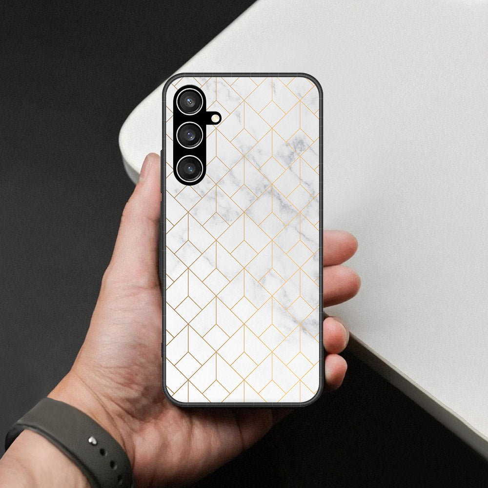 Samsung Galaxy S23 FE Cover - White Marble Series 2 - HQ Ultra Shine Premium Infinity Glass Soft Silicon Borders Case