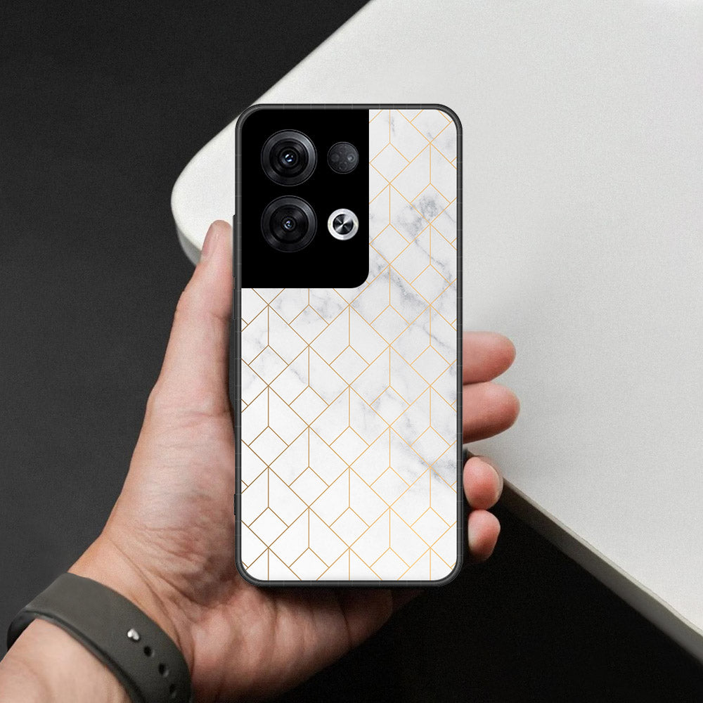 Oppo Reno 8 Pro  Cover - White Marble Series 2 - HQ Ultra Shine Premium Infinity Glass Soft Silicon Borders Case