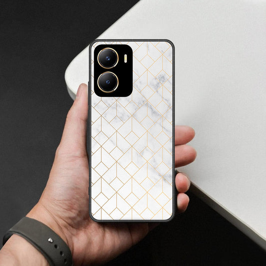 Vivo Y16 Cover - White Marble Series 2 - HQ Ultra Shine Premium Infinity Glass Soft Silicon Borders Case