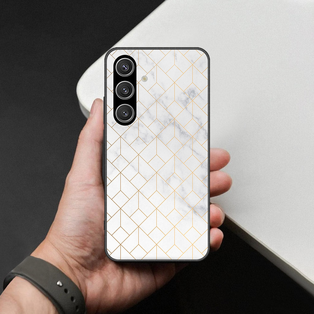 Samsung Galaxy S26 Cover - White Marble Series 2 - HQ Ultra Shine Premium Infinity Glass Soft Silicon Borders Case