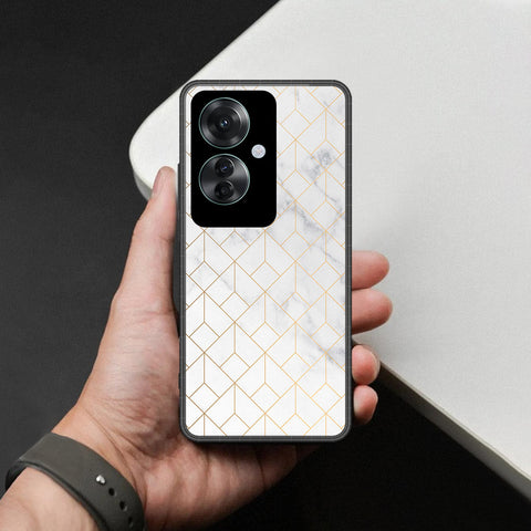 Oppo Reno 11F 5G Cover - White Marble Series 2 - HQ Ultra Shine Premium Infinity Glass Soft Silicon Borders Case