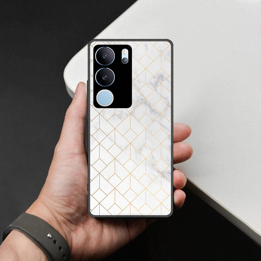 Vivo V29 Pro Cover - White Marble Series 2 - HQ Ultra Shine Premium Infinity Glass Soft Silicon Borders Case