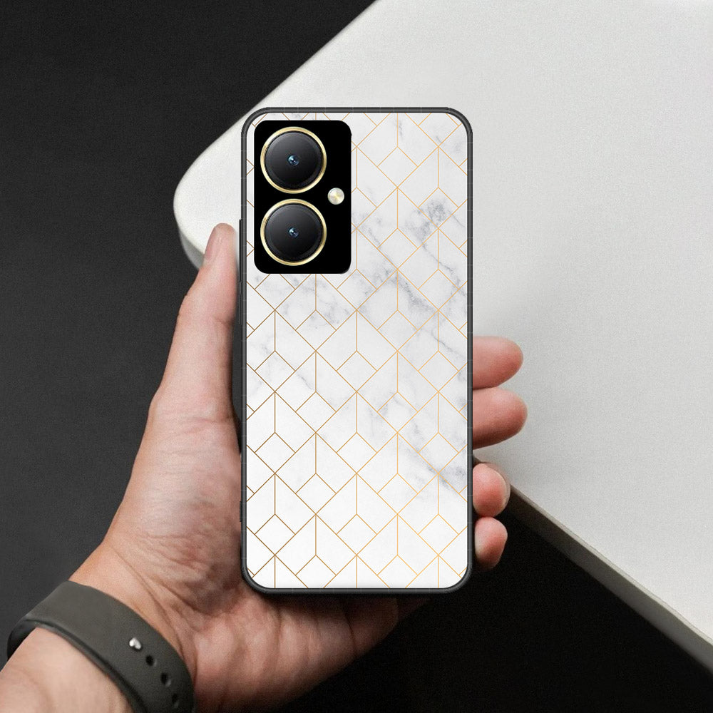 Vivo Y27 Cover - White Marble Series 2 - HQ Ultra Shine Premium Infinity Glass Soft Silicon Borders Case