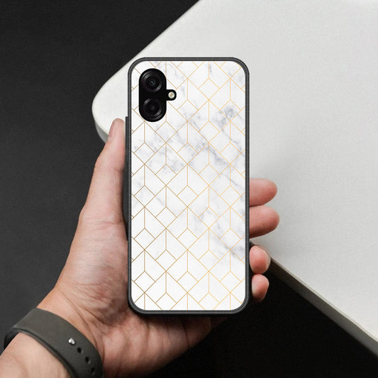 Samsung Galaxy F07 Cover - White Marble Series 2 - HQ Ultra Shine Premium Infinity Glass Soft Silicon Borders Case