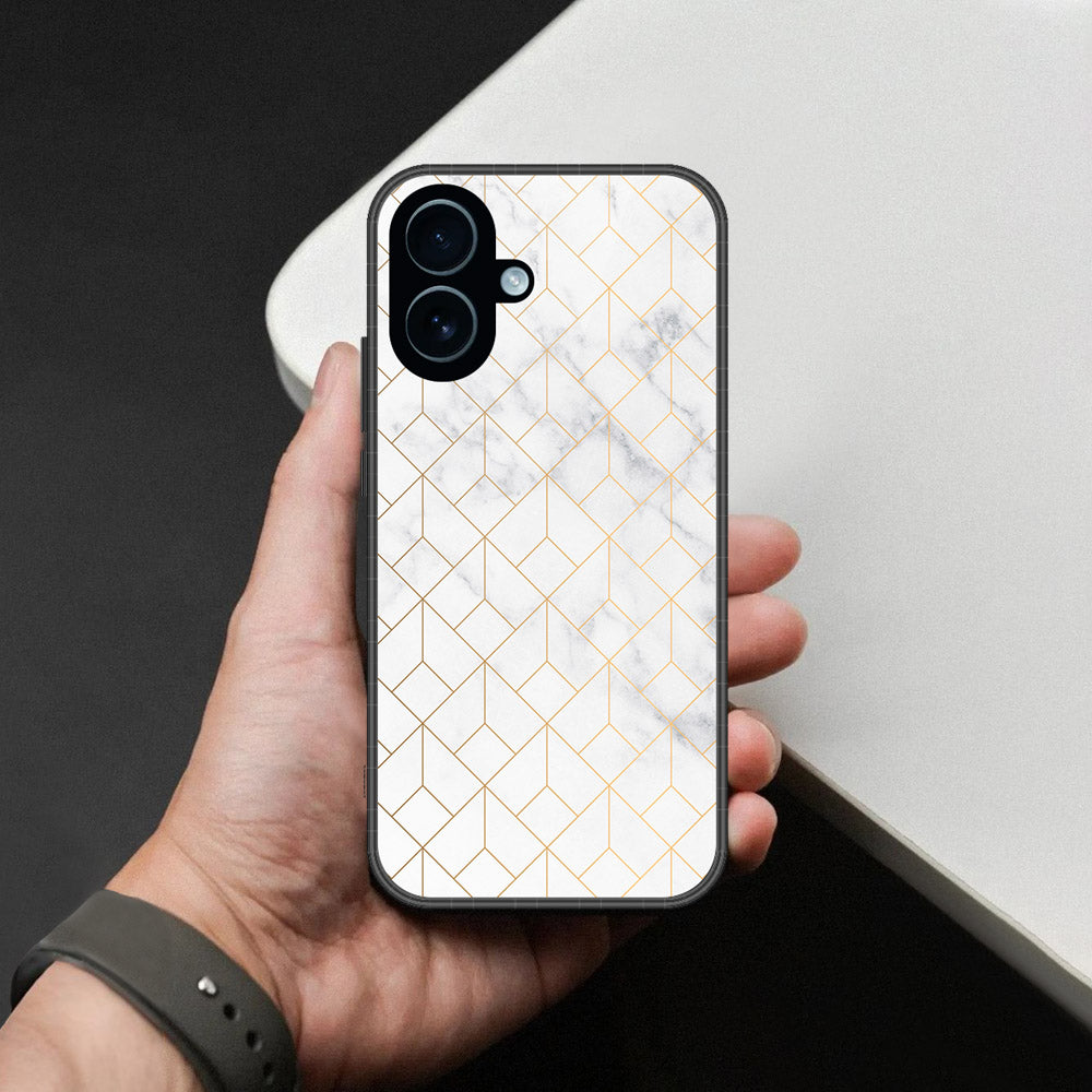 iPhone 18 - White Marble Series 2 - HQ Ultra Shine Premium Infinity Glass Soft Silicon Borders Case