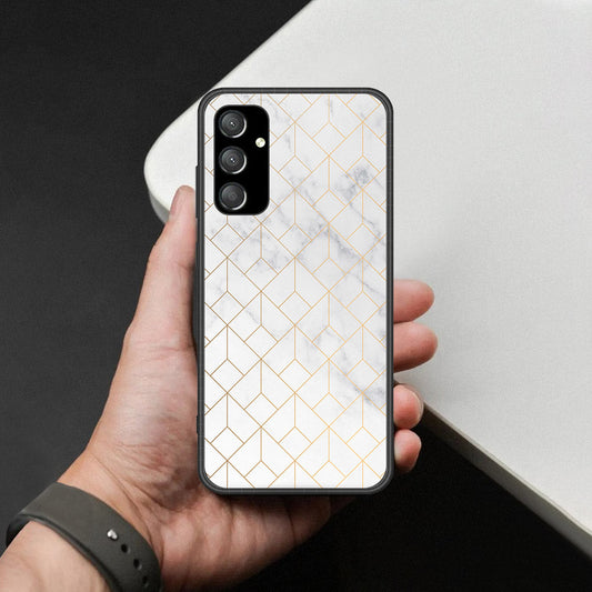Samsung Galaxy A35 Cover - White Marble Series 2 - HQ Ultra Shine Premium Infinity Glass Soft Silicon Borders Case