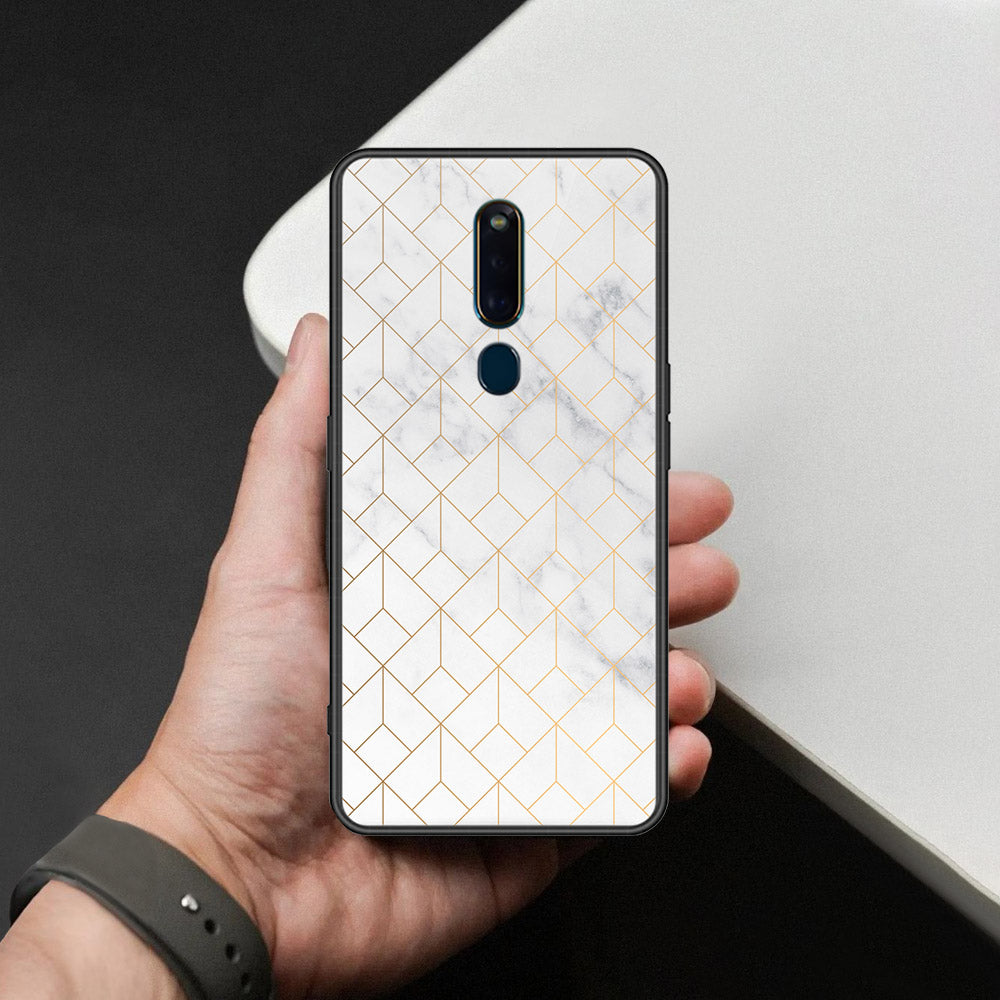 Huawei Honor Play 8A Cover - White Marble Series 2 - HQ Ultra Shine Premium Infinity Glass Soft Silicon Borders Case