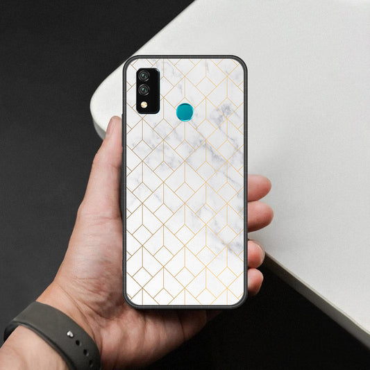 Huawei Y8s Cover - White Marble Series 2 - HQ Ultra Shine Premium Infinity Glass Soft Silicon Borders Case