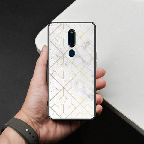 Oppo R19 Cover - White Marble Series 2 - HQ Ultra Shine Premium Infinity Glass Soft Silicon Borders Case