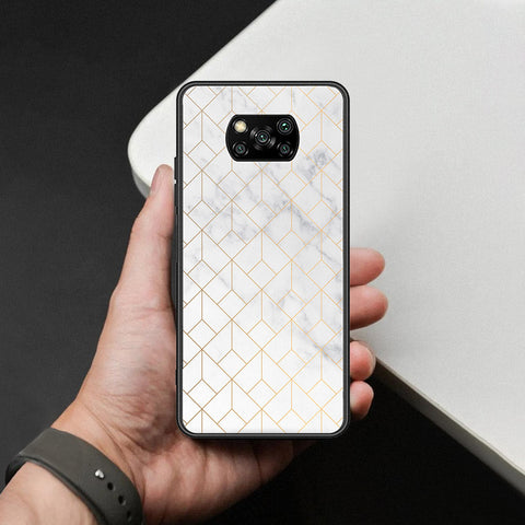 Xiaomi Poco X3 Cover - White Marble Series 2 - HQ Ultra Shine Premium Infinity Glass Soft Silicon Borders Case