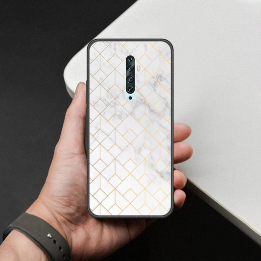 Oppo Reno 2 Cover - White Marble Series 2 - HQ Ultra Shine Premium Infinity Glass Soft Silicon Borders Case