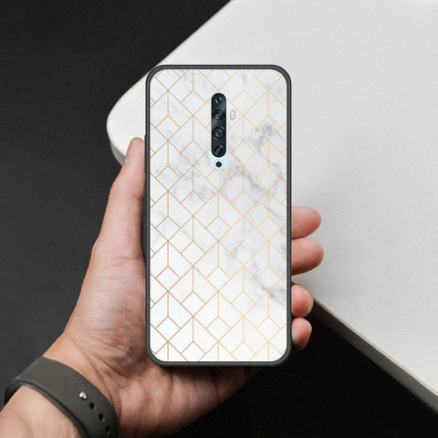 Oppo Reno 2 Cover - White Marble Series 2 - HQ Ultra Shine Premium Infinity Glass Soft Silicon Borders Case