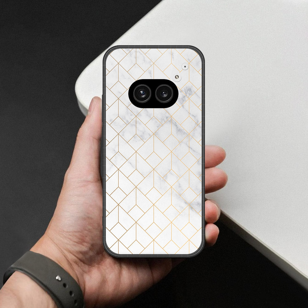 Nothing Phone 2a Cover - White Marble Series 2 - HQ Ultra Shine Premium Infinity Glass Soft Silicon Borders Case