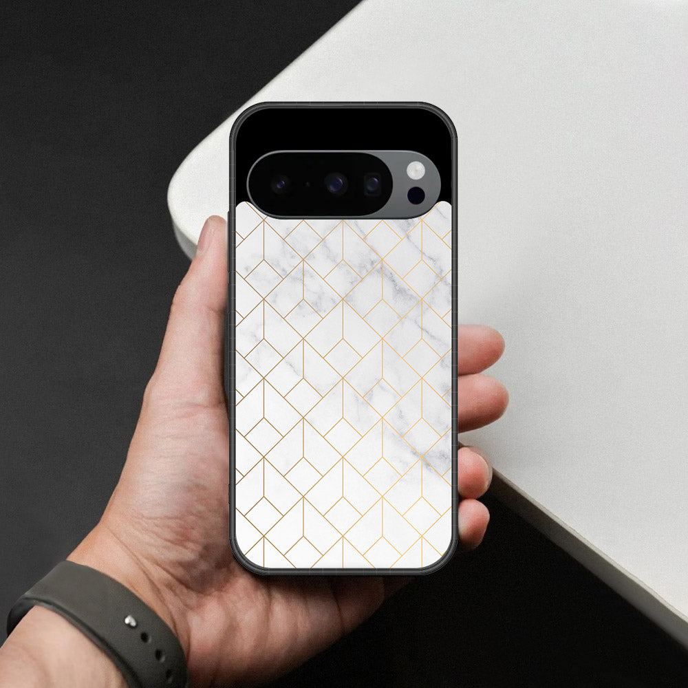 Google Pixel 10 Pro XL Cover - White Marble Series 2 - HQ Ultra Shine Premium Infinity Glass Soft Silicon Borders Case
