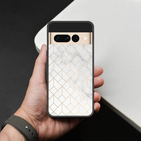 Google Pixel 7 Pro Cover - White Marble Series 2 - HQ Ultra Shine Premium Infinity Glass Soft Silicon Borders Case