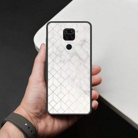 Xiaomi Redmi Note 9 Cover - White Marble Series 2 - HQ Ultra Shine Premium Infinity Glass Soft Silicon Borders Case