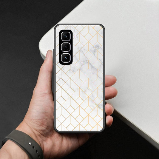 Infinix Hot 60 Pro Plus Cover - White Marble Series 2 - HQ Ultra Shine Premium Infinity Glass Soft Silicon Borders Case